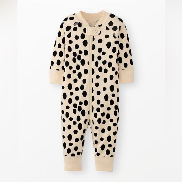 Hanna Andersson Dalmatian Costume Pajamas with Hat Black and Tan Footie 12-18 - Picture 2 of 3